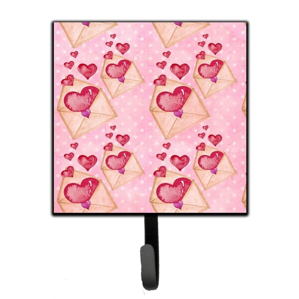 Carolines Treasures Watercolor Pink Love Letter Leash or Key Holder, 4.25 x 1 x 7 in. BB7568SH4 - main